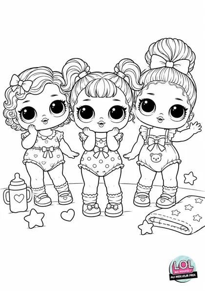 Coloriage LOL Les trois bébés surprise à imprimer