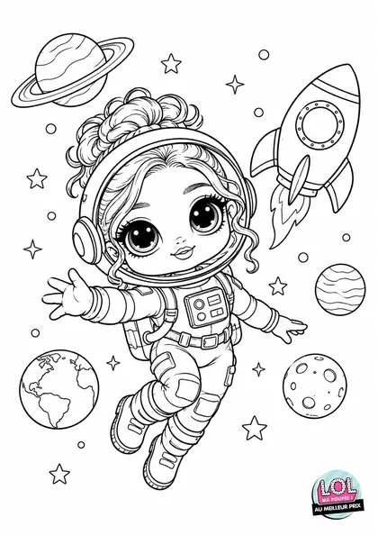 Coloriage LOL Poupée astronaute à imprimer