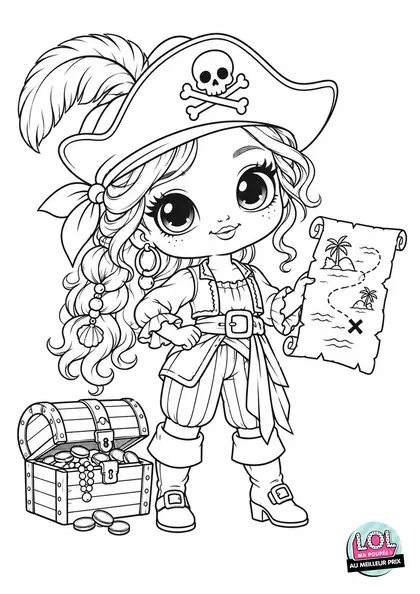 Coloriage LOL Poupée pirate à imprimer