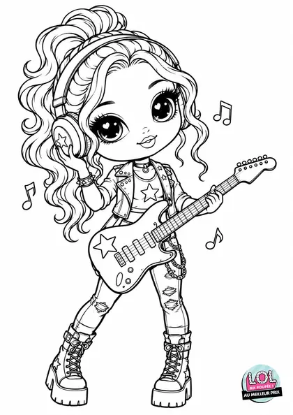 Coloriage LOL Poupée rock star à imprimer