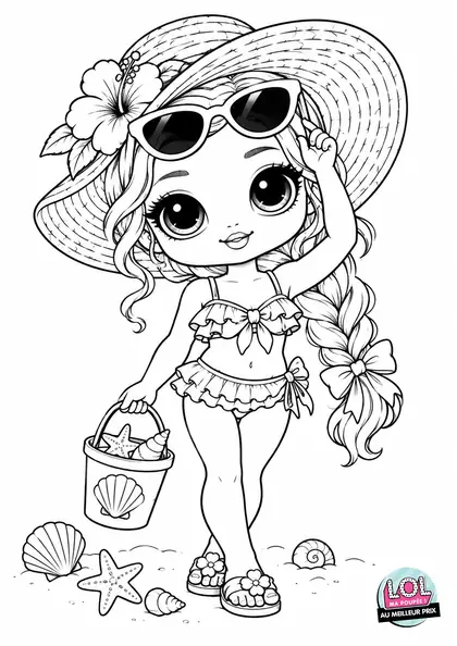 Coloriage LOL Poupée à la plage à imprimer