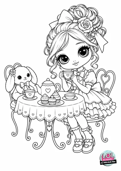 Coloriage LOL Goûter entre poupées à imprimer