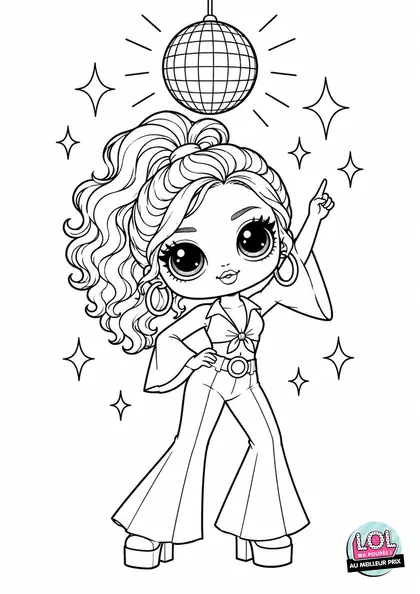 Coloriage LOL Poupée disco à imprimer