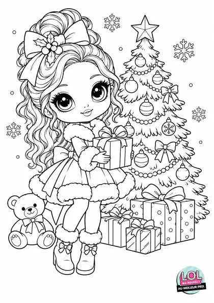 Coloriage LOL Poupée de Noël à imprimer