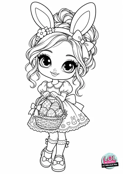Coloriage LOL Poupée de Pâques à imprimer