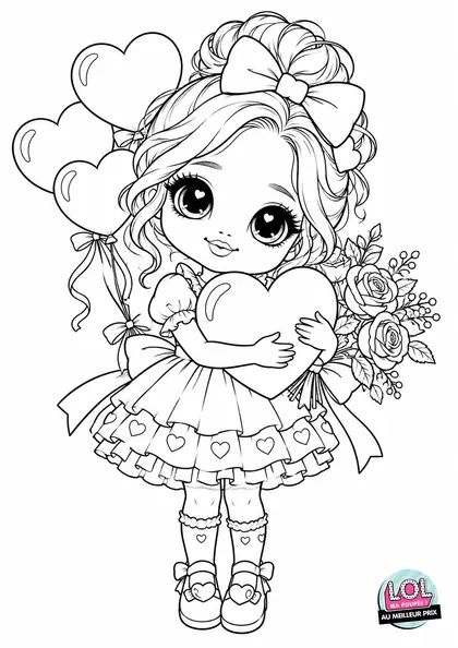 Coloriage LOL Poupée aux cœurs à imprimer