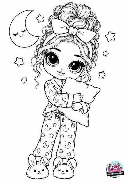 Coloriage LOL Soirée pyjama à imprimer
