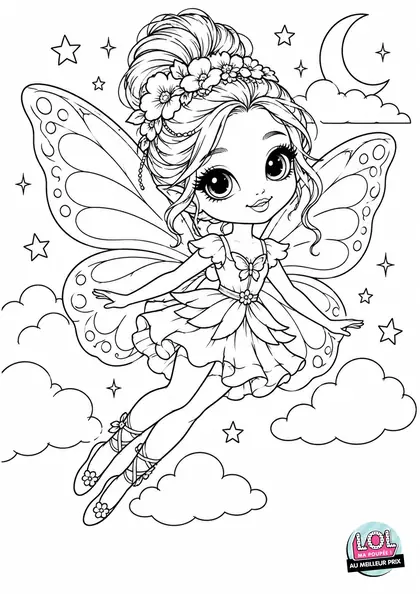 Coloriage LOL Poupée aux ailes magiques à imprimer