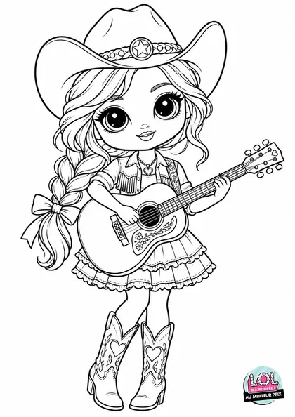 Coloriage LOL Poupée Country Music à imprimer