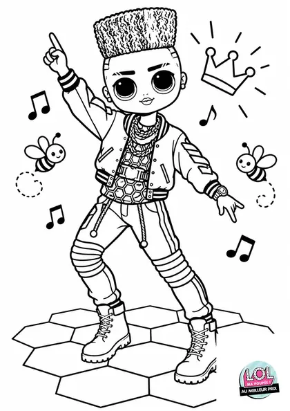 Coloriage LOL Prince Bee en danse à imprimer