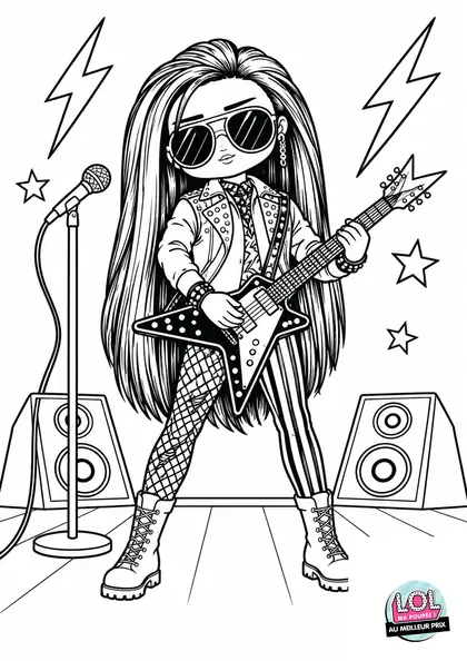 Coloriage LOL Rocker Boi à la guitare à imprimer
