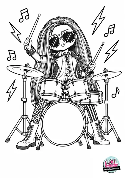 Coloriage LOL Rocker Boi à la batterie à imprimer