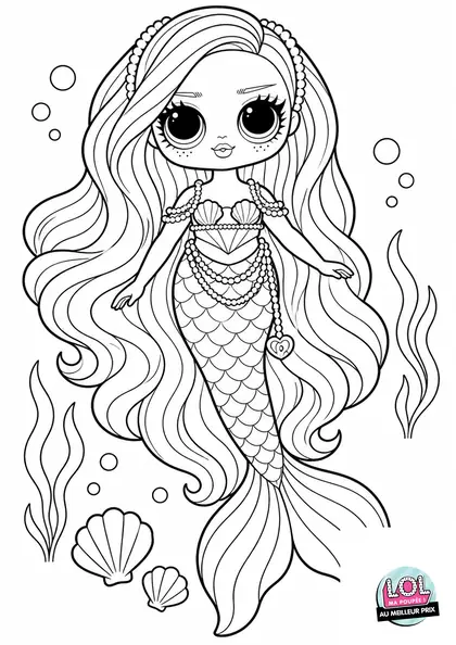 Coloriage poupée LOL sirène Lola Waves à imprimer