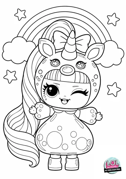 Coloriage poupée LOL licorne Unicorns Tots à imprimer